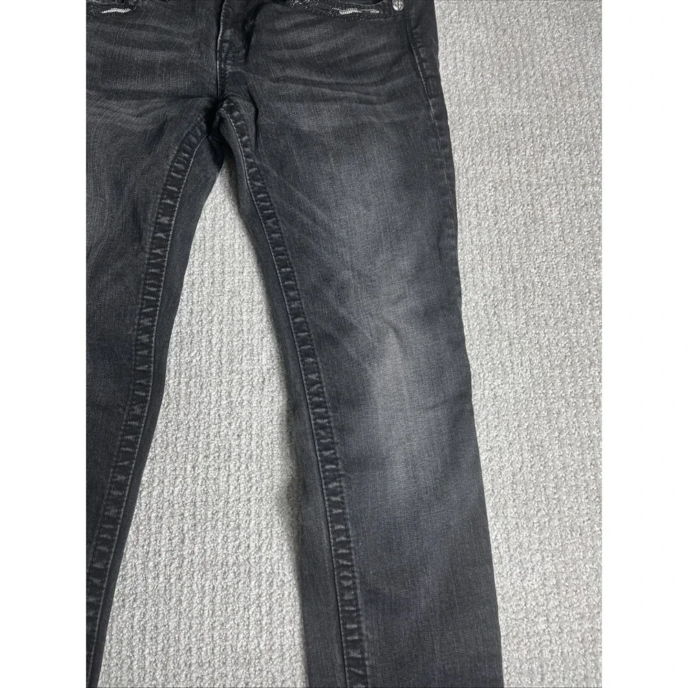 Miss Me Jeans Womens 28x30 Black Signature Skinny Embellished Pockets Bling - Picture 9 of 13